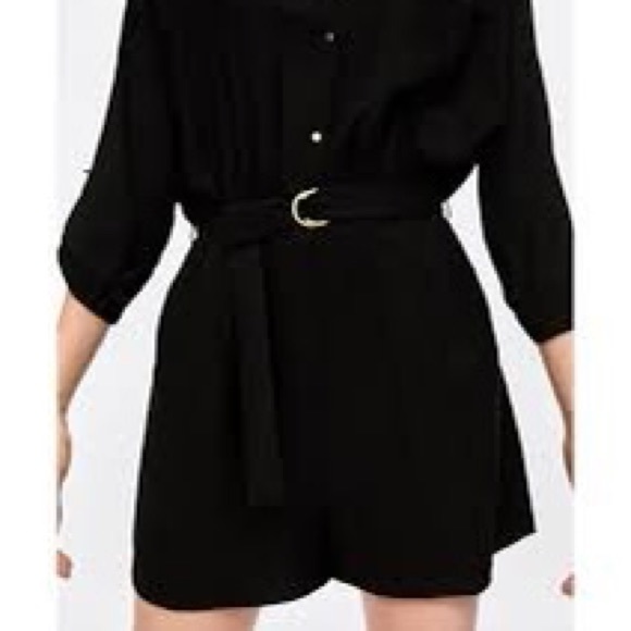 Zara flowy jumpsuit with belt in BLACK - Picture 3 of 7